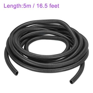 DMiotech 12mmx9mmx5m PP Split Corrugated Tubing Indoor Outdoor Wire for Wrap Tidy Office Garden