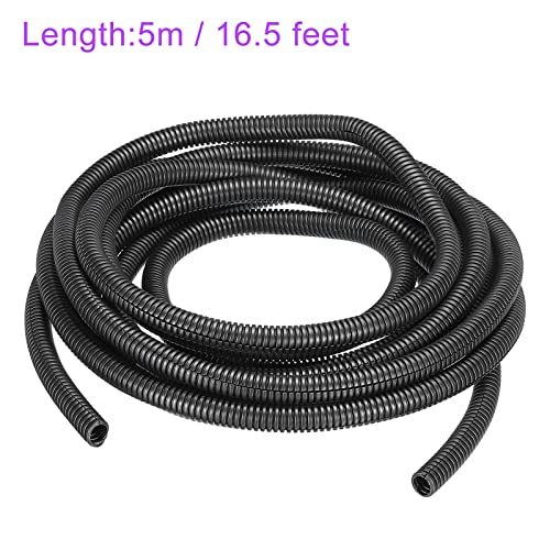 DMiotech 12mmx9mmx5m PP Split Corrugated Tubing Indoor Outdoor Wire for Wrap Tidy Office Garden