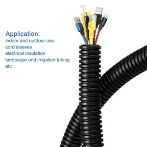 DMiotech 18.5mmx14.5mmx2m Plastic Non-Split Corrugated Tubing Indoor Outdoor Cord Management for Wrap Tidy Office Garden