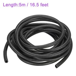 DMiotech 10mmx7mmx5m PP Split Corrugated Tubing Indoor Outdoor Wire for Wrap Tidy Office Garden