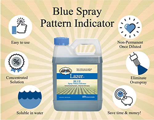 Liquid Harvest Lazer Blue - 32 Ounces - Concentrated Spray Pattern Indicator - Perfect Weed Spray Dye, Herbicide Dye, Fertilizer Marking Dye, Turf Mark and Blue Herbicide Marker