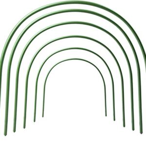 RTWAY Greenhouse Hoops, 6 Pack Plant Support Garden Stakes, Rust-Free Grow Tunnel 4ft Long Steel with Plastic Coated Support Hoops for Garden Fabric, Garden Netting - 18.9"H x 18.9"W