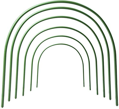 RTWAY Greenhouse Hoops, 6 Pack Plant Support Garden Stakes, Rust-Free Grow Tunnel 4ft Long Steel with Plastic Coated Support Hoops for Garden Fabric, Garden Netting - 18.9"H x 18.9"W