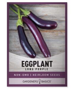 eggplant seeds for planting – (long purple) is a great heirloom, non-gmo vegetable variety- 500 mg seeds great for outdoor spring, winter and fall gardening by gardeners basics