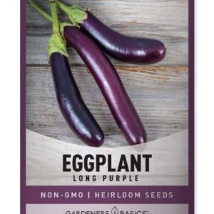 Eggplant Seeds for Planting - (Long Purple) is A Great Heirloom, Non-GMO Vegetable Variety- 500 mg Seeds Great for Outdoor Spring, Winter and Fall Gardening by Gardeners Basics