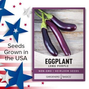 Eggplant Seeds for Planting - (Long Purple) is A Great Heirloom, Non-GMO Vegetable Variety- 500 mg Seeds Great for Outdoor Spring, Winter and Fall Gardening by Gardeners Basics