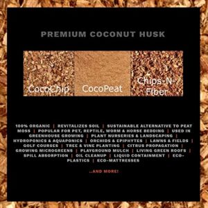 Prococo Compressed Coconut Husk Coco Coir Chips Natural Cocochip Block Great for Reptile Bedding Substrate, Mulch for Landscaping, Garden, Plant Soil Mixes 10 lbs