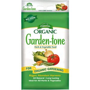 espoma organic garden-tone 3-4-4 organic fertilizer for cool & warm season vegetables and herbs. grow an abundant harvest of nutritious and flavorful vegetables – 18 lb. bag