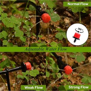 Kalolary 100Pcs 1/4Inch Adjustable Micro Drip Irrigation System Watering Sprinklers Anti-Clogging Emitter Dripper Garden Supplies(Red)