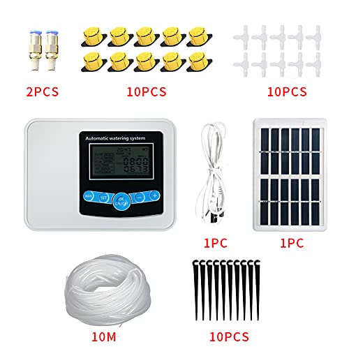 Automatic Watering System, 2020 Upgrade Solar Garden Automatic Watering Device Outdoor Plants Self Drip Irrigation Solar Energy Charging Timer System Potted Plant Drip Irrigation for Potted Plants