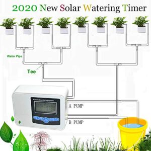 Automatic Watering System, 2020 Upgrade Solar Garden Automatic Watering Device Outdoor Plants Self Drip Irrigation Solar Energy Charging Timer System Potted Plant Drip Irrigation for Potted Plants