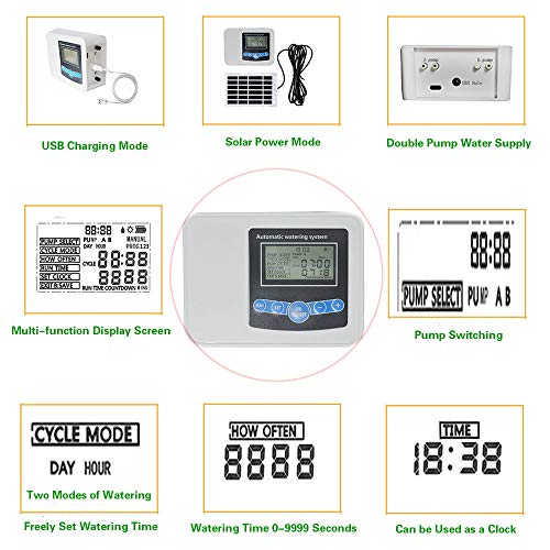 Automatic Watering System, 2020 Upgrade Solar Garden Automatic Watering Device Outdoor Plants Self Drip Irrigation Solar Energy Charging Timer System Potted Plant Drip Irrigation for Potted Plants