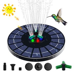 phiamoly 4w solar water foutain with 6 colorful led lights solar powered fountain with 5 nozzles for bird bath, pond, pool,garden, outdoor