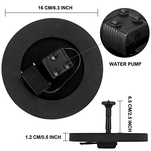 Solar Fountain Pump, Free Standing 1.4W Bird Bath Fountain Pump for Garden and Patio, Solar Panel Kit Water Pump