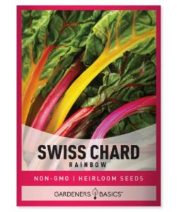 swiss chard seeds for planting (rainbow) non-gmo vegetable variety- 5 grams seeds great for summer, fall and winter gardens by gardeners basics