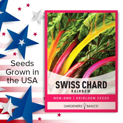 Swiss Chard Seeds for Planting (Rainbow) Non-GMO Vegetable Variety- 5 Grams Seeds Great for Summer, Fall and Winter Gardens by Gardeners Basics