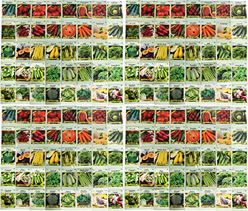 Set of 120 Vegetable and Herb Seeds - Semi Assorted - 100% Non-GMO & Heirloom - Great for Starting a Garden! High Germination Rate!