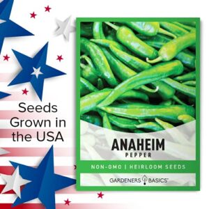 Anaheim Pepper Seeds for Planting Heirloom Non-GMO Anaheim Peppers Plant Seeds for Home Garden Vegetables Makes a Great Gift for Gardening by Gardeners Basics