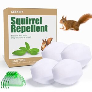 seekbit 4 pack squirrel repellent, mice rats squirrel deterrent drive away from car engines, under hood, vehicle, rodent repellent for garden, yard, outdoor, attic squirrels off plants trees garage