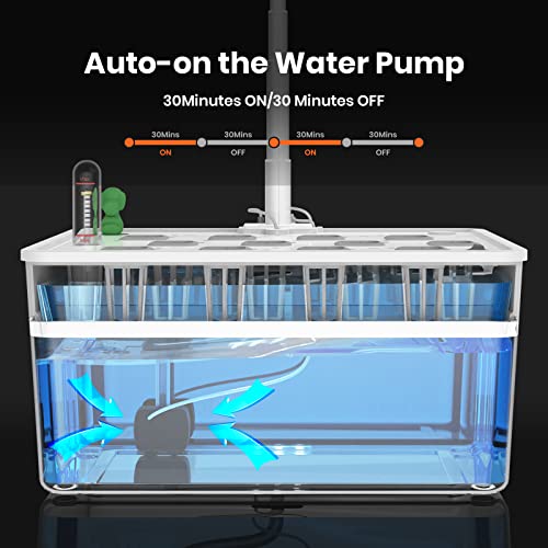 Hydroponics Growing System, 12 Pods Indoor Garden with 10.0L Aquarium System, Grow Light, Drainage System, Automatic Timer, Hydroponic Herb Garden kit Including 70 Packs Accessories