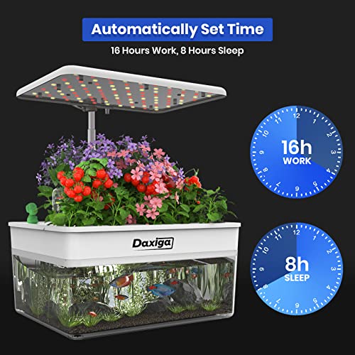 Hydroponics Growing System, 12 Pods Indoor Garden with 10.0L Aquarium System, Grow Light, Drainage System, Automatic Timer, Hydroponic Herb Garden kit Including 70 Packs Accessories