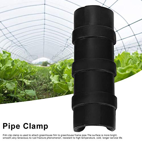 50PCS Greenhouse Frame Pipe Tube 3.1in/3.3in Garden Buildings Tube Clip Plastic Film Clip Clamp Connector Kit, Black (8.5cm)