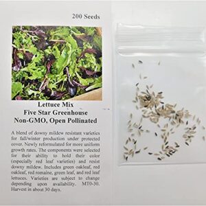 David's Garden Seeds Lettuce Mix Five Star Greenhouse 1934 (Multi) 200 Non-GMO, Open Pollinated Seeds