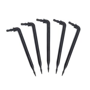 50-pack 4″ inch angled drip emitter stake, (fits 1/4″ & 1/8″ tubing) for precise watering & irrigation, greenhouse, container gardening, home garden, and hydroponics growing (50, 4″ inch long)