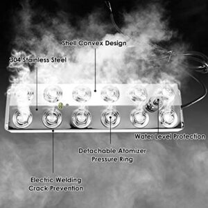 BITOWAT Ultrasonic Fogger 12 Heads Mist Maker with Waterproof Power Supply + 6 PCS Replaceable Ceramics Discs + Replacement Tool 7kg/h Mini Fog Machine for Greenhouse Garden Lawn and Pond