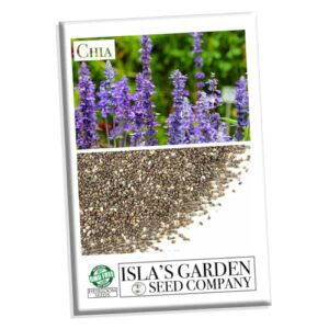 chia seeds for planting, 1000+ seeds per packet,herb/flower, (isla’s garden seeds), non gmo & heirloom seeds, scientific name: salvia hispanica, great gift