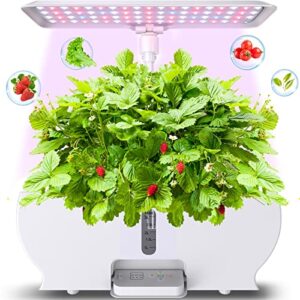 hydroponics growing system, 9pods indoor garden with led grow light and upgrade controller, plant germination kit with automatic timer, smart home garden for herb, vegetables, fruits, up to 17″, white