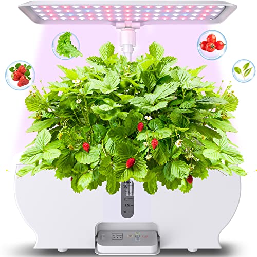 Hydroponics Growing System, 9Pods Indoor Garden with LED Grow Light and upgrade controller, Plant Germination Kit with Automatic Timer, Smart Home Garden for Herb, Vegetables, Fruits, Up to 17", White