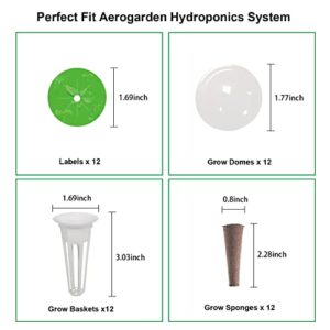 Seed Pods Kit for Aerogarden Pods,Hydroponic Accessories for Aerogarden Seed Pods,Grow Anything Kit with 12pcs Grow Sponges,Grow Baskets,Labels,Grow Domes, 1 Tweezers and 1 Set of A&B Solid nutrients.