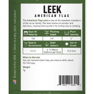 Leek Seeds for Planting Heirloom - American Flag, Non-GMO Vegetable Variety- 1 Gram Seeds Great for Summer Gardens by Gardeners Basics