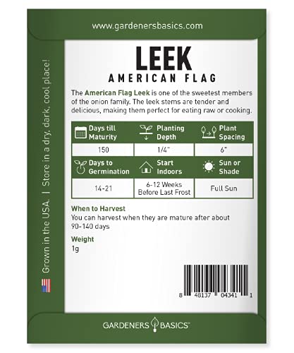 Leek Seeds for Planting Heirloom - American Flag, Non-GMO Vegetable Variety- 1 Gram Seeds Great for Summer Gardens by Gardeners Basics