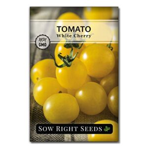 sow right seeds – white cherry tomato seed for planting  – non-gmo heirloom packet with instructions to plant a home vegetable garden