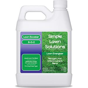 commercial grade lawn energizer iron nitrogen micronutrient booster – liquid turf concentrated fertilizer – lawn, garden, and indoor plants – any grass type – simple lawn solutions- 1 quart