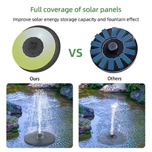 KVISTER Solar Fountain Pump for Bird Bath with LED Lights, 3W Solar Water Pump Floating Fountain w/7 Nozzles, Anti-Drift, Water Cycling for Garden Bird Bath Pond Backyard Decoration