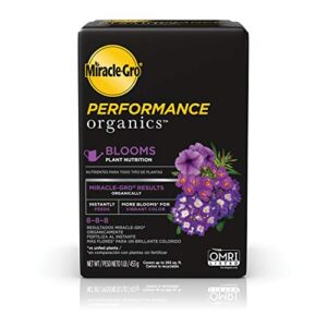 miracle-gro performance organics blooms plant nutrition – plant food with organic ingredients feeds instantly, for flowering plants, apply every 7 days for a beautiful garden, 1 lb.