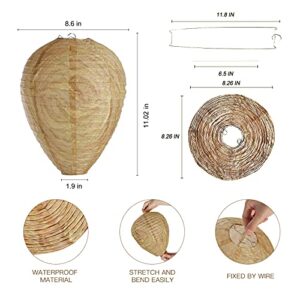 8Pcs Wasp Nest Hanging Wasp Hornet Fake Wasp Nest Bee Nest for Home and Garden Yard Outdoors