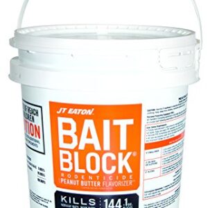 JT Eaton 166004 709-PN Bait Block Rodenticide Anticoagulant Bait, Peanut Butter Flavor, for Mice and Rats (9 lb Pail of 144), Green