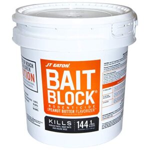 JT Eaton 166004 709-PN Bait Block Rodenticide Anticoagulant Bait, Peanut Butter Flavor, for Mice and Rats (9 lb Pail of 144), Green