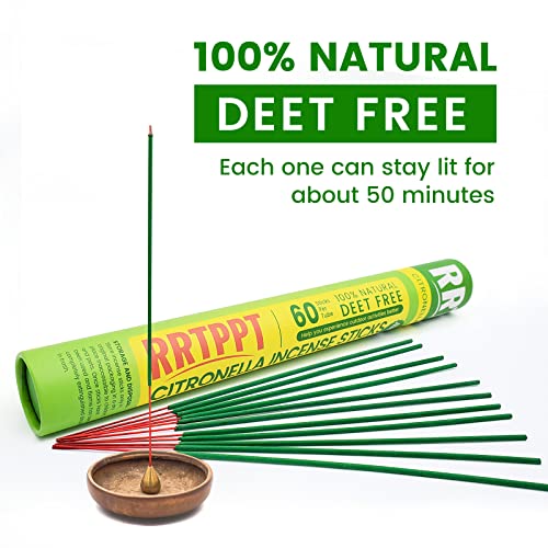 RRTPPT Citronella Incense Sticks with Natural Ingredients Citronella Oil Lemongrass Oil and Rosemary Oil Help You Better Enjoy Outdoor Life (60 Sticks)