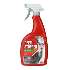 deer stopper repellent – safe & effective, all natural food grade ingredients; repels deer elk, and moose; ready to use, 32 oz. trigger spray bottle