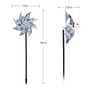 Hausse 2 Pack Fake Horned Owl | 10 Pack Reflective Pinwheels with Stakes