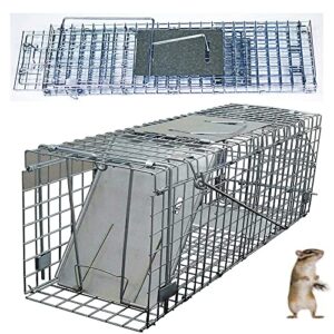 large humane rat trap humane catch and release indoor / outdoor, 24inch humane mouse traps, reusable garden rat rabbit trap mouse cage trap for squirrel, raccoon, mole, gopher, with handle protector
