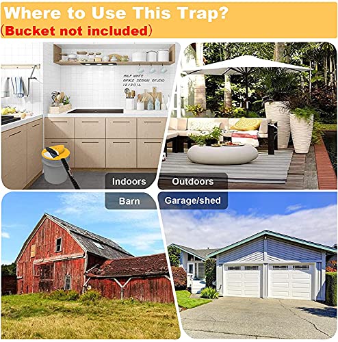 Mouse Trap Bucket, Flip and Slide Bucket Lid Mouse Trap, Auto Reset Mice Chipmunk Traps for House Indoor Sanitary Mouse Traps Indoor Outdoors, Compatible 5 Gallon Bucket（2 Pack）