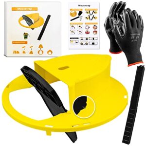 behysh mouse trap bucket lid reinforced with greater stability and security – reusable smart mice trap multi catch – kit rat trap bucket lid magic reset auto flip and slide – double coated ​gloves
