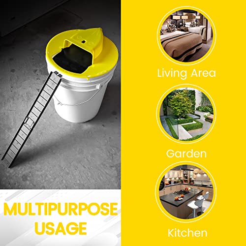 BEHYSH Mouse Trap Bucket Lid Reinforced with Greater Stability and Security - Reusable Smart Mice Trap Multi Catch - Kit Rat Trap Bucket lid Magic Reset Auto Flip and Slide - Double Coated ​Gloves