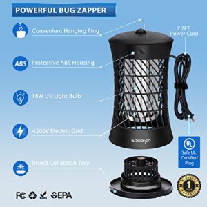 beichen Bug Zapper 4200V Electric Mosquito Zapper Waterproof Lamps for Outdoor Use Indoor Mosquito Killer for Home Patio Backyard [Covers 1500 Sq.ft, 7.7ft Cord,1-Pack Replacement Bulb]